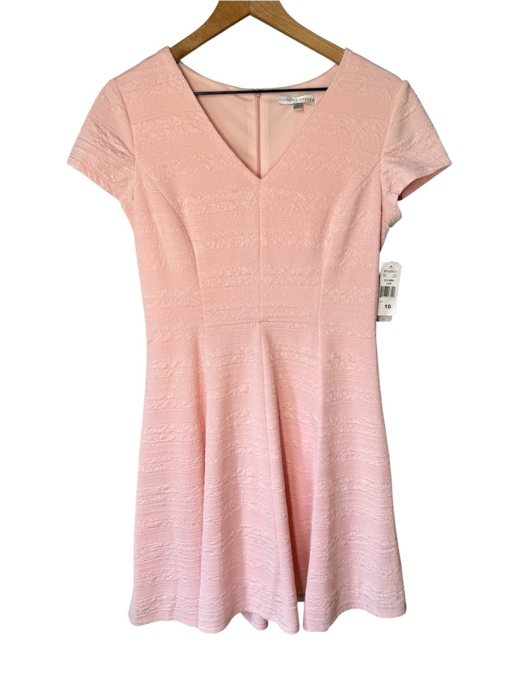 NWT Sandra Darren Petal Pink Brocade Fit And Flare Summer Mini Dress Sz 10